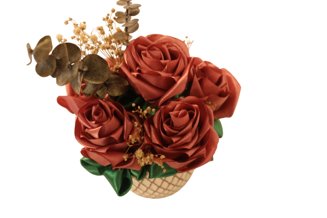 Flores echas a mano, en cinta satin - Imagen 2